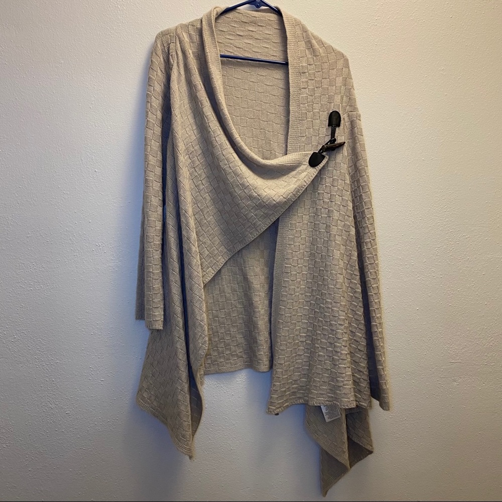 Venus Beige Knit Drape Poncho Sweater Size XL